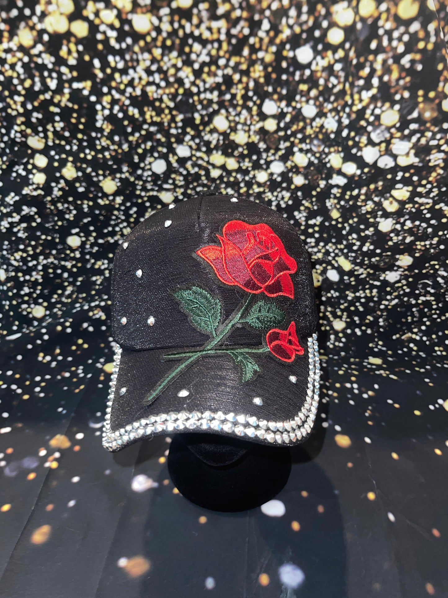 Black Rose Bling Caps