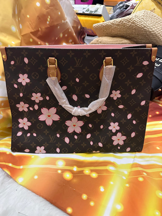 LV Pink Floral Mono Large Tote