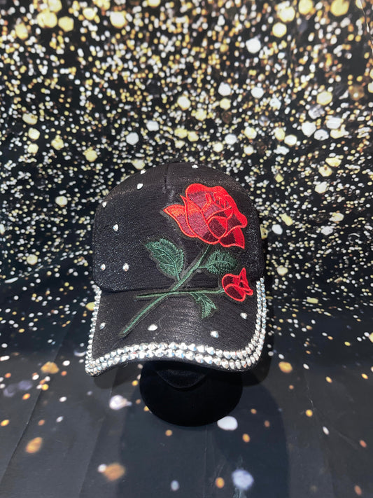 Black Rose Bling Caps