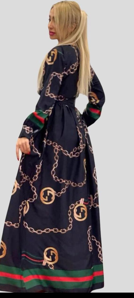 GG Dress with Green Trim